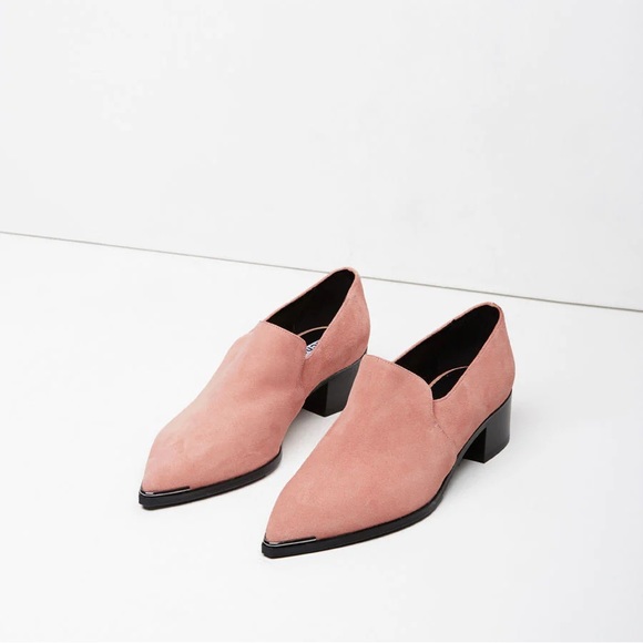 Acne Studios Shoes - Acne Studios blush pink pointed toe suede retro loafers with block heels EU 40